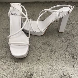 Jeffrey Campbell White Block Heel Sandals